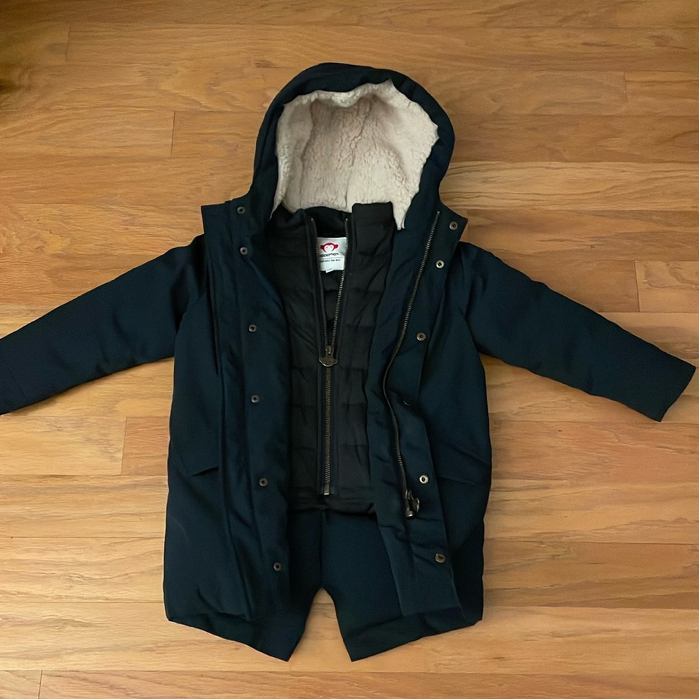Appaman Kid Boy/girl navy Blue Sherpa-Lined Hooded Insulated Coat Jacket size 4T